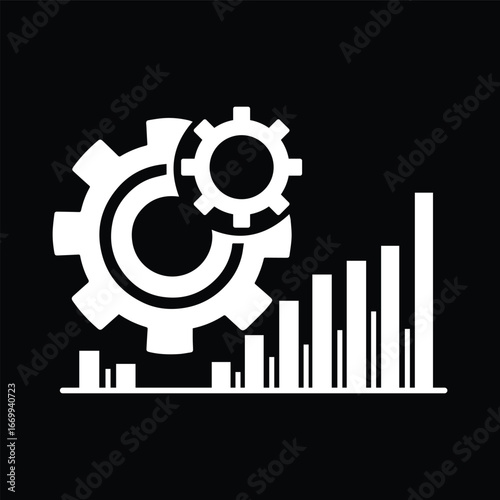Gear with Bar Chart Business Icon