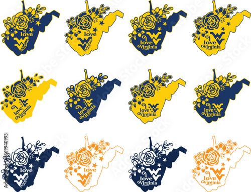West Virginia best vector, Clipart, Silhouette, Vector, icons, illustration, design.
