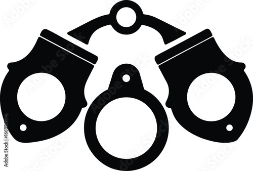 Police gear handcuffs vector icon.