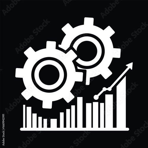 Gear with Bar Chart Business Icon