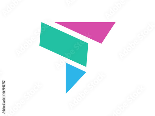 Free Download abstract T letter logo design with colorful geometric shapes - GFXLoad