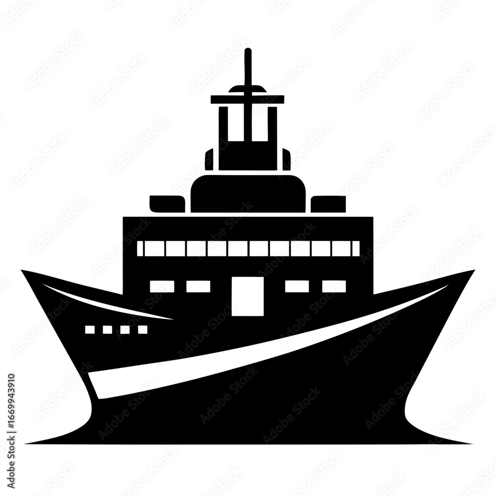 Fototapeta premium Ship vector clean black silhouette design white background