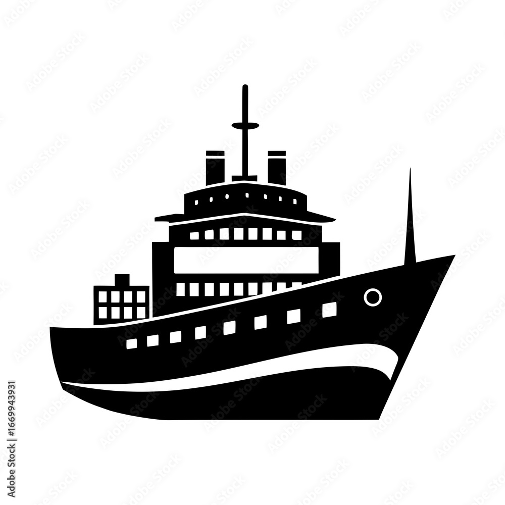 Obraz premium Ship vector clean black silhouette design white background