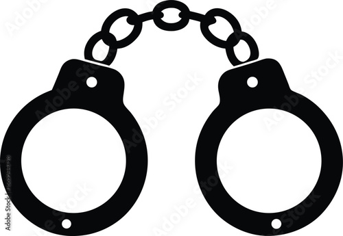 Silver handcuffs vector icon.