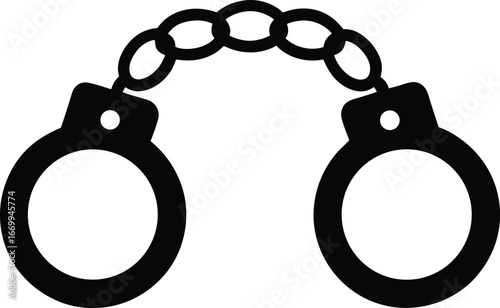Thin chain handcuffs vector icon.