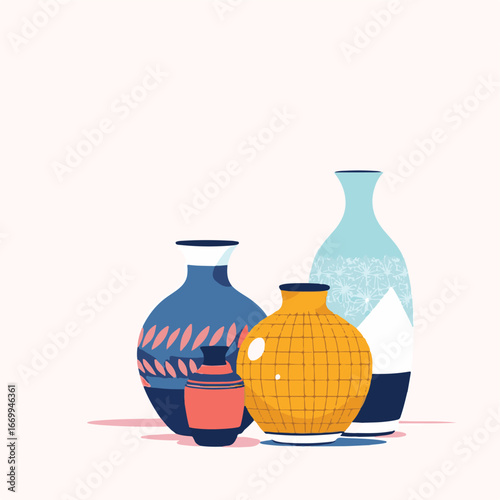 Pottery collection with ceramic vases