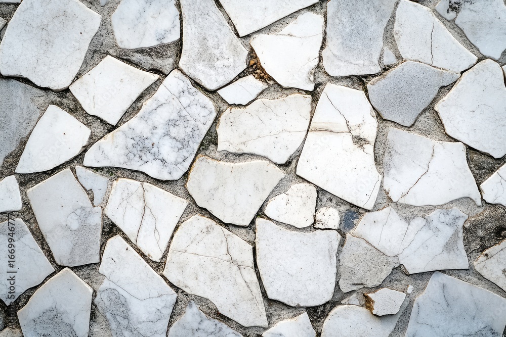 Obraz premium White, broken stone pavement