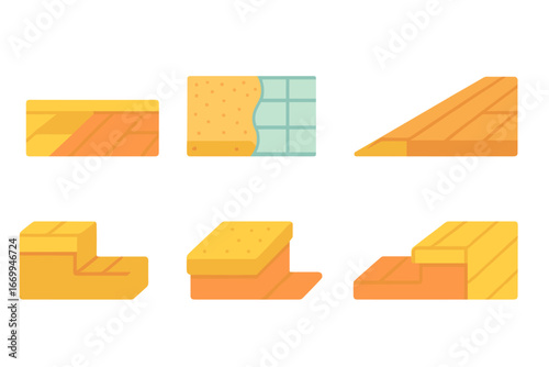 Colorful Floor Transitions. Flat vector mini-illustrations transition thresholds in colors children's illustrations: floor