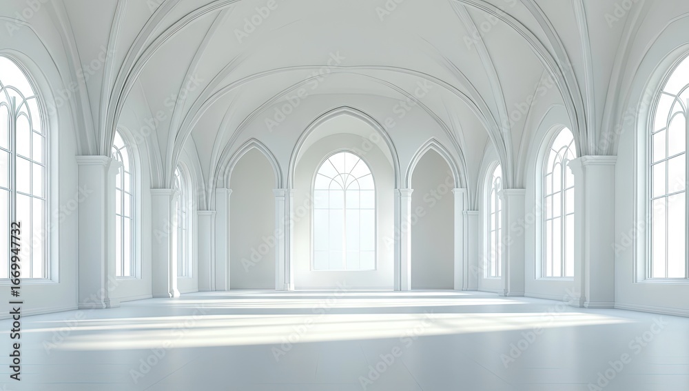 Fototapeta premium Grand, white cathedral interior