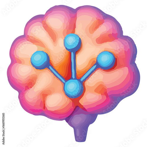 Vibrant Brain Icon for Blockchain Neural Network Technology