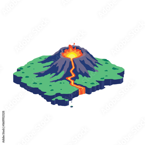 Isolated volcanic island with crater