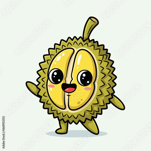 Cute cartoon durian character illustration.