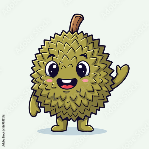 Cute cartoon durian character illustration.