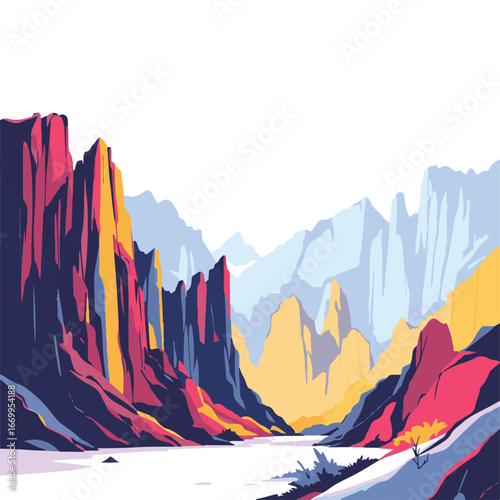 Red canyon rock desert illustration