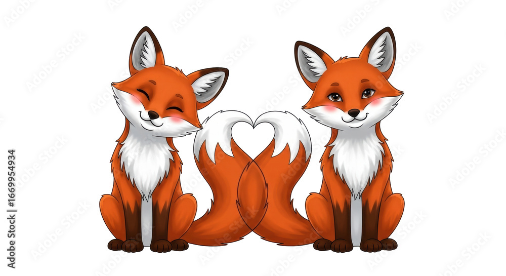 Obraz premium Isolated Two Foxes Couple