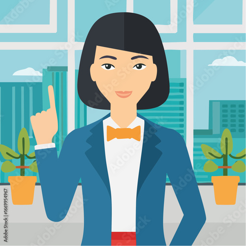 Succesful business woman with her finger crossed looking excited