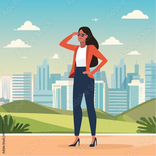 Business woman looking into the distance