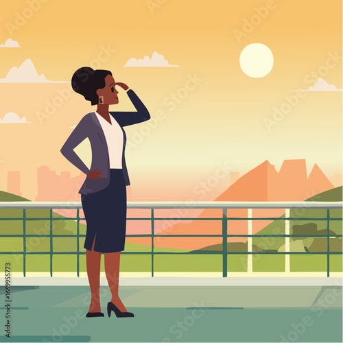 Business woman looking into the distance