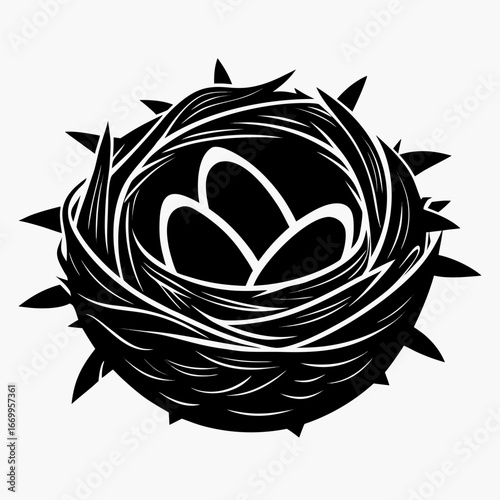 Nest of Echoes vector clean black silhouette design white background