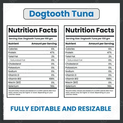 Dogtooth Tuna Fish Drawing Vector