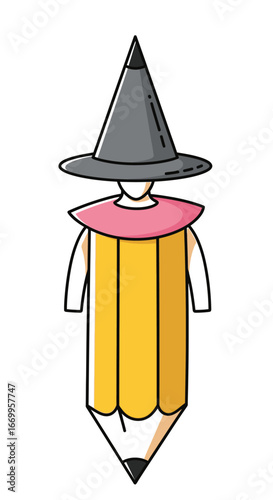 Vector art of pencil mascot costume cartoon drawing