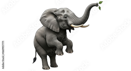 Photography Isolated Elephant Standing on Hind Legs: Circus Act