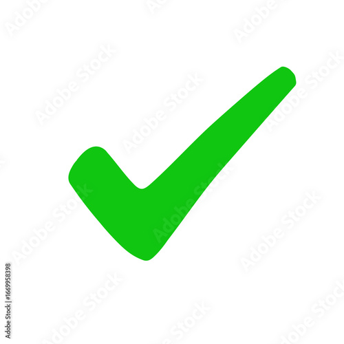 A bright green check mark symbol is displayed against a clean white background, indicating completion or correctness.