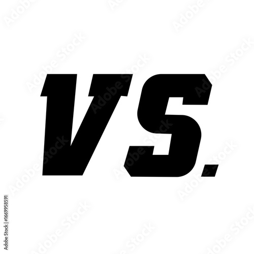 A minimalist graphic design featuring the abbreviation VS. in a bold, black, italic font on a white background, symbolizing a contest or comparison.
