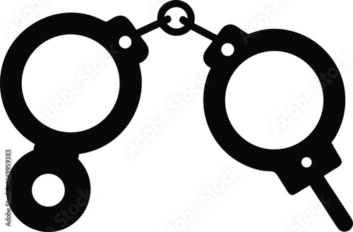 Handcuffs with key vector icon.