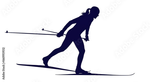 Bild auf Leinwand Isolated Cross Country Skier Silhouette