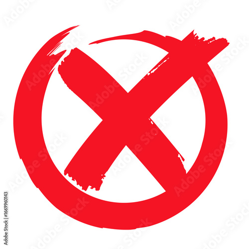 A bold red 'X' mark is drawn inside a circle, symbolizing negation or cancellation.