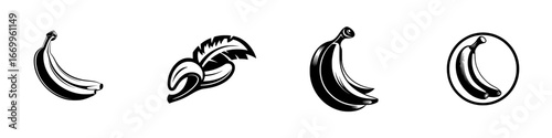 Stylized Banana Icons and Graphics, minimalist monochrome icons
