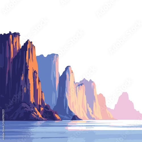 Desert mountain cliffs landscape illustration