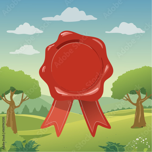 Red blank seal wax vector