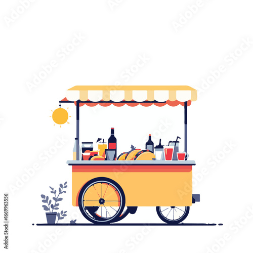 Food cart vendor selling snacks and drinks