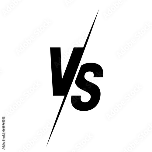 Black and white image of the letters VS separated by a diagonal line.