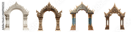 Wallpaper Mural Thai Temple Gateways: Ornate Arches on White Background Torontodigital.ca