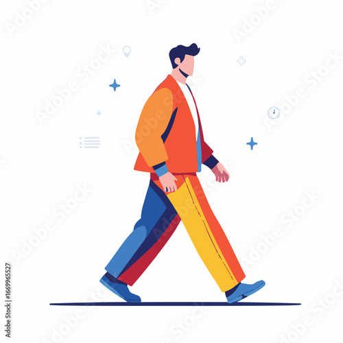 Businessman walking forward in stylish suit