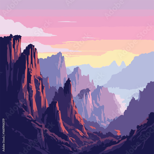 Rocky canyon mountains with steep cliffs
