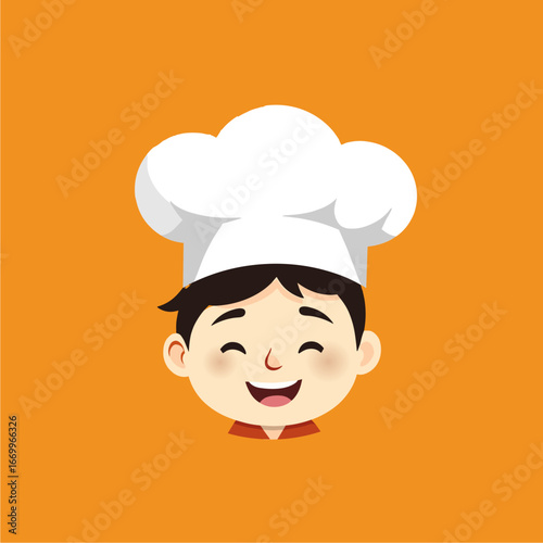 Happy Chef Boy with White Hat Smiling