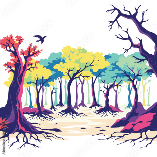 Dense mangrove forest near shoreline area
