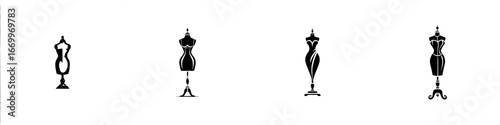 Fashion Mannequins Silhouette Collection, minimalist monochrome icons