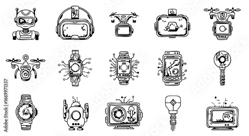 Futuristic Tech Gadget Icon Set