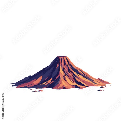 Volcanic mountain peak with dark lava