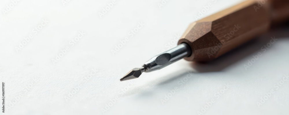 Fototapeta premium Close-up of antique screwdriver against white , handle, detail