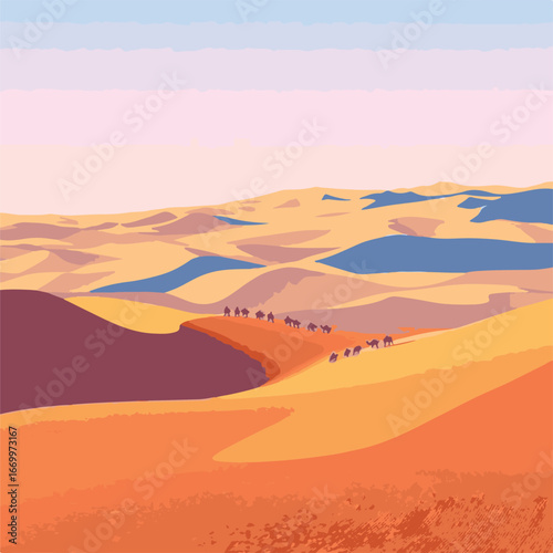 Desert sand dunes under bright sunlight