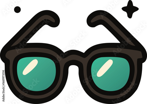 Vacation views were never better with these sleek darkframed eyeglasses, a musthave travel accessory for clear sight on the go. Suitable for travel blogs, vacation websites, eyewear advertisements, tr