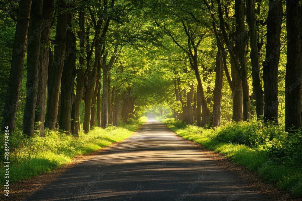 Obraz premium Forest road with morning light