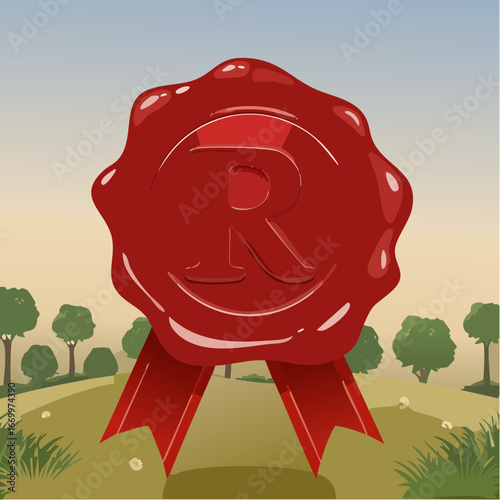 Red seal wax with alphabet letter R vector