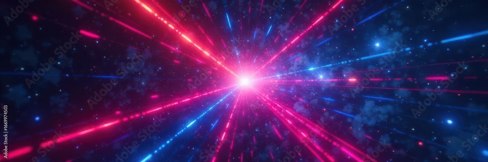 Fototapeta premium Kaleidoscopic laser beams illuminate dark space, abstract, background